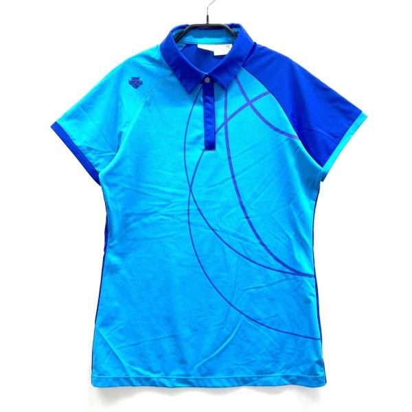 DESCENTE GOLF デサントゴルフ ; 半袖ポロシャツ ブルー系 L ゴルフ