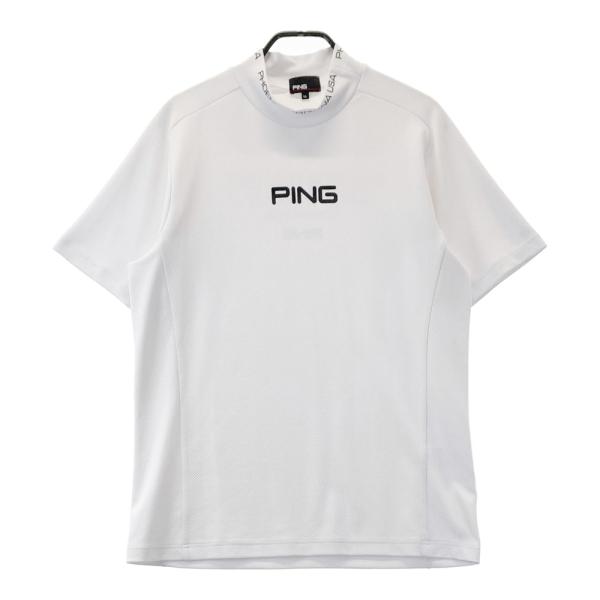 PING ピン 2023年モデル モックネック 半袖Tシャツ ホワイト系 LL