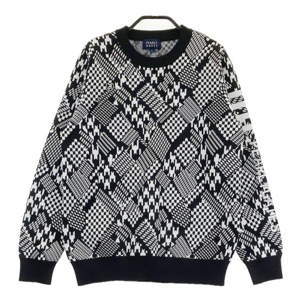 【美品】PEARLY GATES ウールニットセーター 千鳥孔子 ボーダー柄 1 美品】PEARLY GATES ウールニットセーター 千鳥孔子 ボーダー柄 1 sqnz