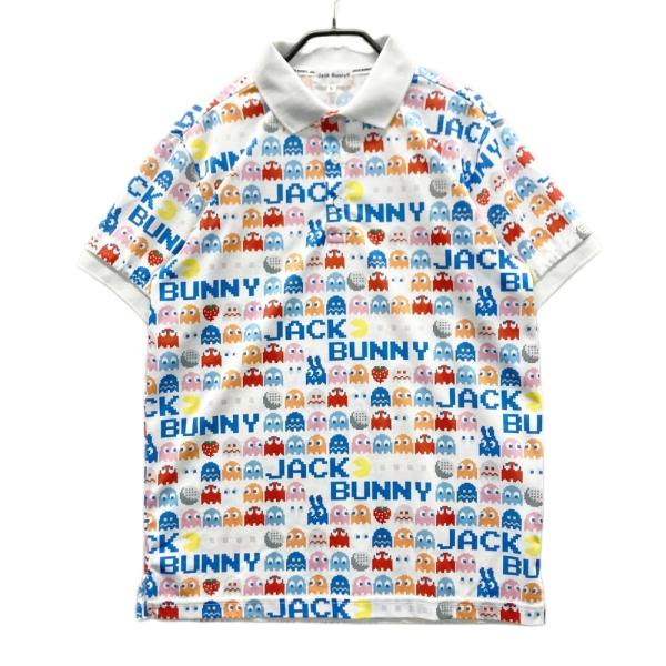 JACK BUNNY ジャックバニー ×PAC-MAN 半袖ポロシャツ 総柄 ホワイト系