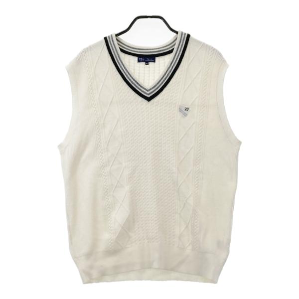 23区GOLF ニジュウサンクゴルフ ニットベスト ホワイト系 4L ゴルフ