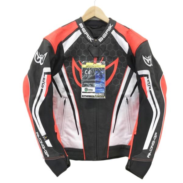 BERiK バイクジャケット サイズS 本革 LJ-191320-BK YELLOW/F.RED BERIK LEATHER JACKET レザージャケット