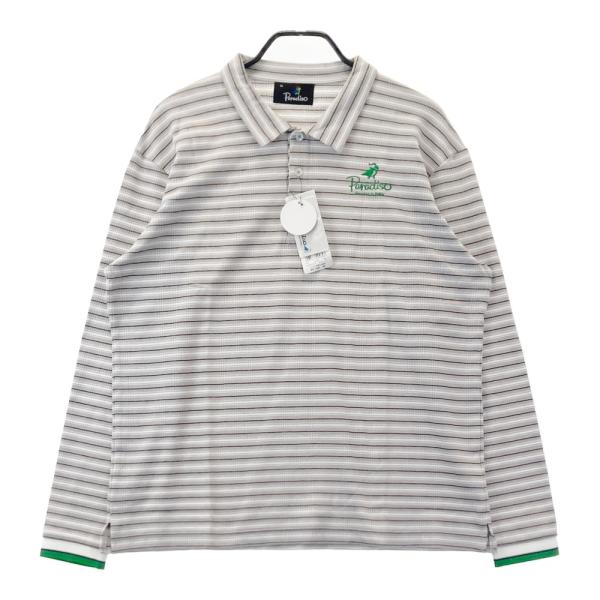 【新品】PARADISO パラディーゾ 長袖ポロシャツ ボーダー グレー系 LL ゴルフウェア メンズ
