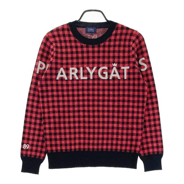 PEARLY GATESパーリーゲイツ カシミヤニットセーター レッド　1 PEARLY GATES パーリーゲイツ ニット セーター カシミヤ チェック