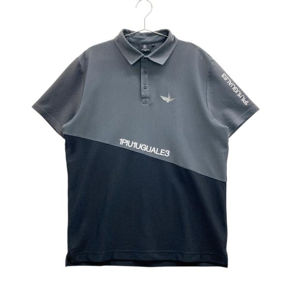 【美品】1PIU1UGUALE3 GOLF 総柄 半袖ポロシャツ グレー V 1PIU1UGUALE3 GOLF 半袖ポロシャツ 刺繍 グレー系 6 ゴルフウェア