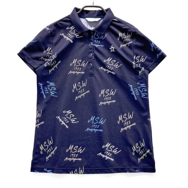 MUNSING WEAR マンシングウェア 半袖ポロシャツ 総柄 ネイビー系 LL