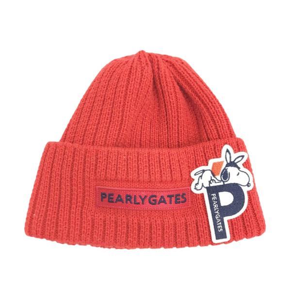 PEARLY GATES パーリーゲイツ ニット帽 レッド系 FR ゴルフウェア