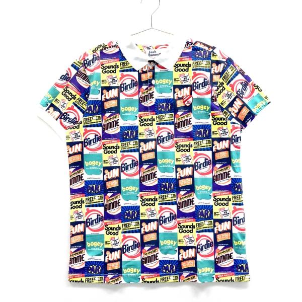 JACK BUNNY ジャックバニー 半袖ポロシャツ 総柄 ホワイト系 5 ゴルフ