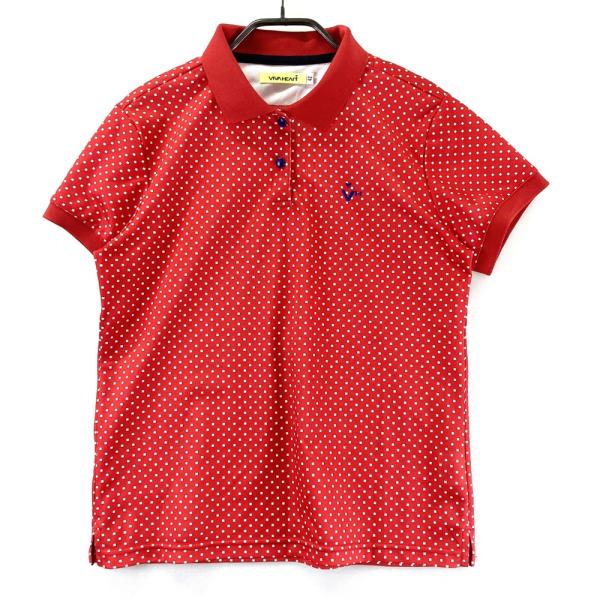 ♥️新品♥️ビバハート　ドット柄ポロシャツ&スカートセット　サイズ42　Lサイズ VIVA HEART（ビバハート） ロゴ入り 半袖ポロシャツ ドット柄 レッド系