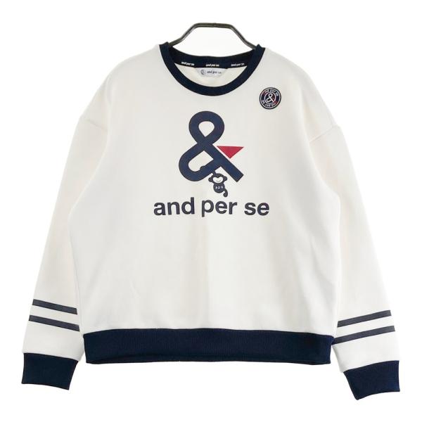 AND PER SE アンパスィ 長袖トレーナー ワッペン ホワイト系 L ゴルフ