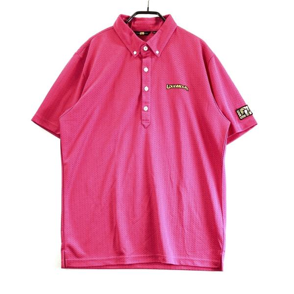 LOUD MOUTH ラウドマウス 半袖ポロシャツ ボタンダウン 総柄 ピンク系