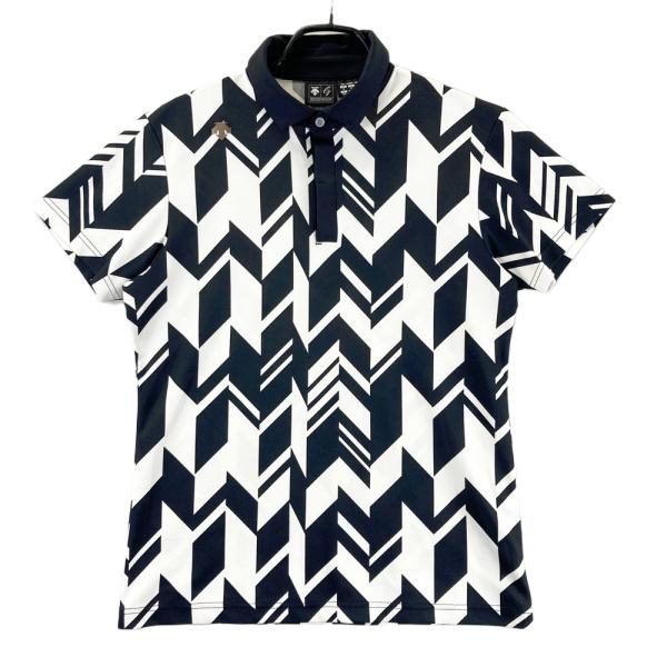 DESCENTE GOLF デサントゴルフ 半袖ポロシャツ 総柄 ブラック系 M
