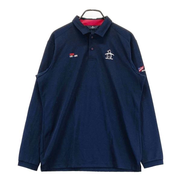 MUNSING WEAR マンシングウェア 長袖ポロシャツ ボーダー柄 ネイビー系