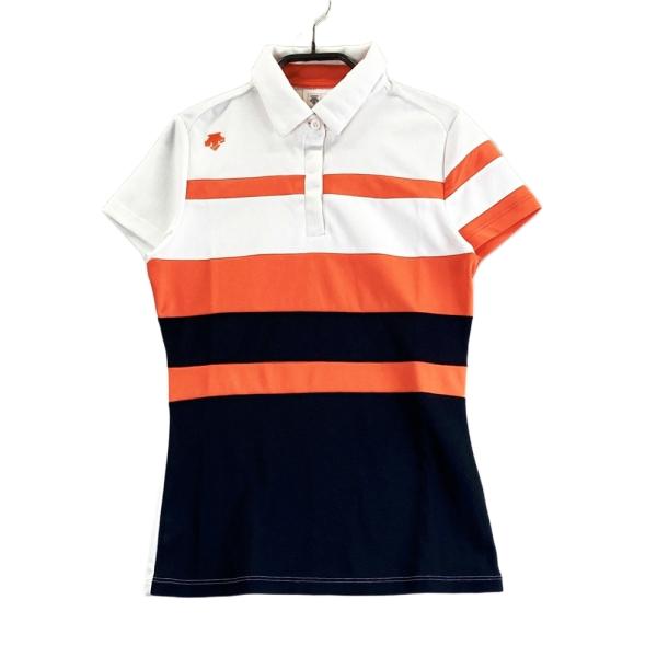 DESCENTE GOLF デサントゴルフ 半袖ポロシャツ ボーダー柄 ホワイト系