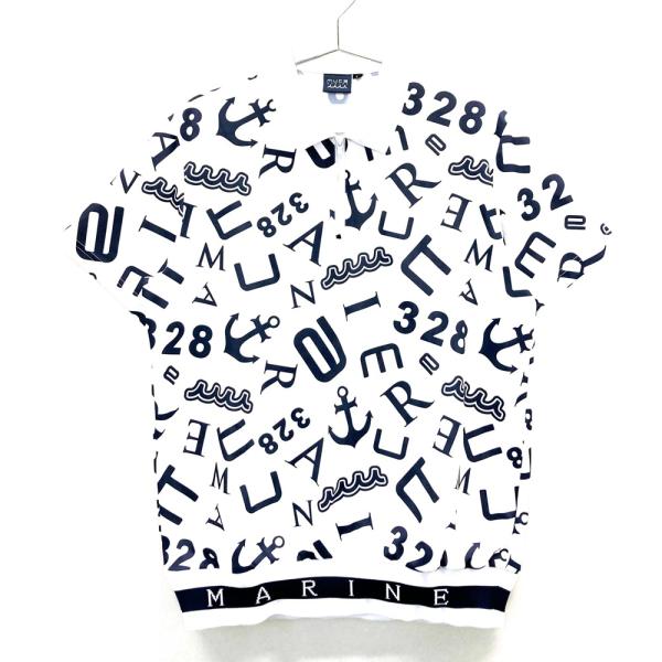 MUTA MARINE ムータマリン ハーフジップ ヘムリブ 半袖ポロシャツ 総柄