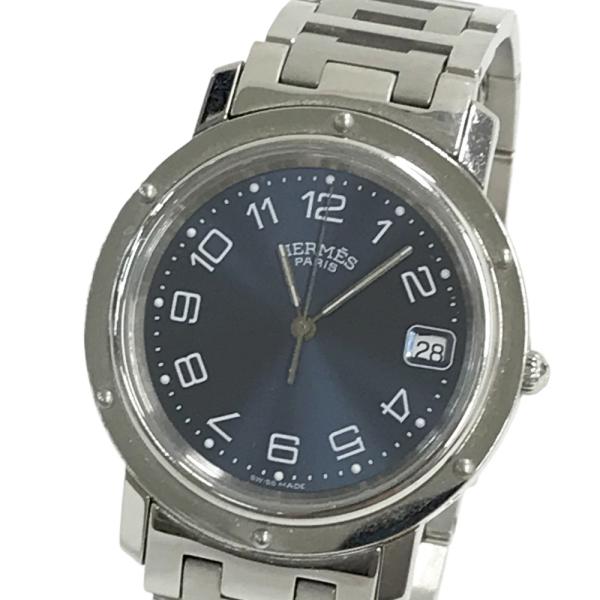 HERMES エルメス CL6.710 クリッパー デイト クォーツ 腕時計 ブルー系