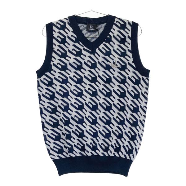 新品】1PIU1UGUALE3 GOLF GRK029 ニットベスト 千鳥 ネイビー系 3