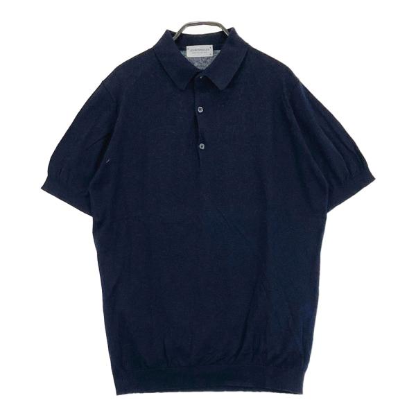 ジョンスメドレー　英国製　ポロシャツ　半袖　ネイビー　美品 JOHN SMEDLEY ジョンスメドレー ニット 半袖ポロシャツ ネイビー系 M