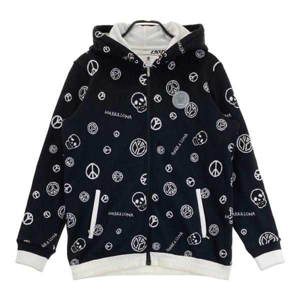 MARK&LONA マークアンドロナ ニット ジップパーカー 総柄 ブラック系 L