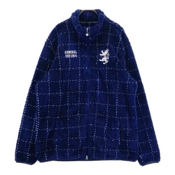 ADMIRAL アドミラル ボアジップジャケット チェック柄 ネイビー系 XL