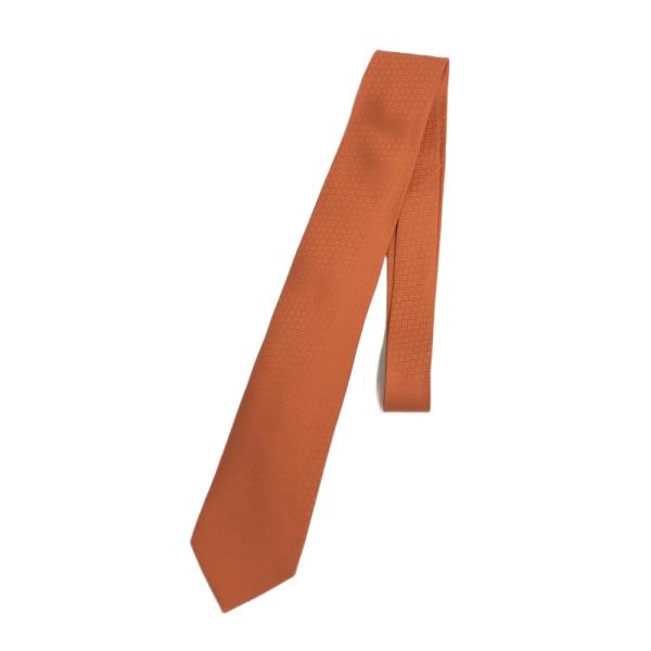 美品 エルメス ネクタイ オレンジ ニットタイ ストライプ 美品