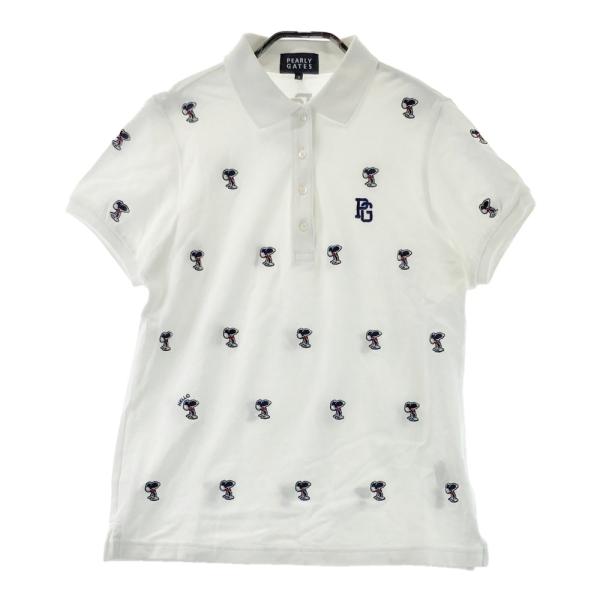 PEARLY GATES パーリーゲイツ 半袖ポロシャツ スヌーピー総柄 ホワイト