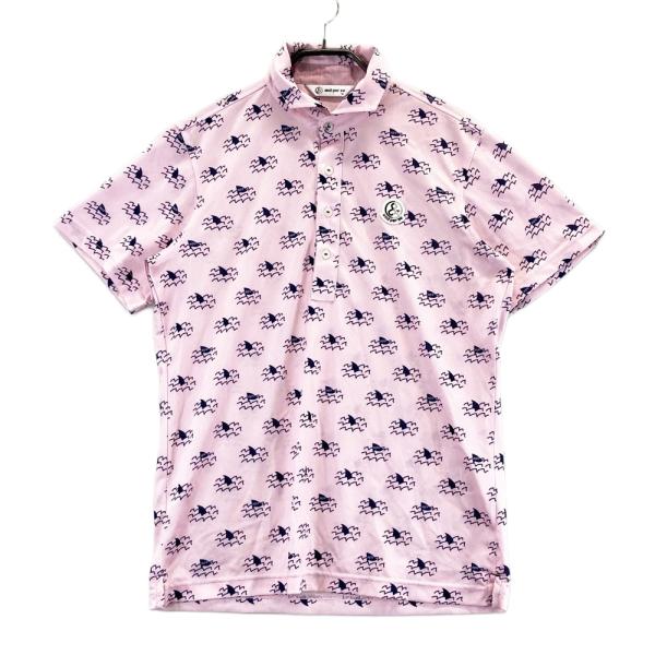 AND PER SE アンパスィ 半袖ポロシャツ 総柄 ピンク系 M ゴルフウェア