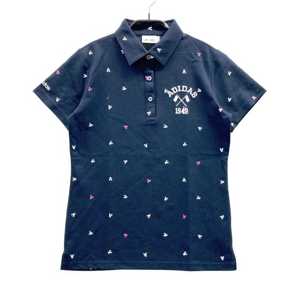 【完売品】 アディダスゴルフ × MALBON 半袖ポロシャツ ネイビー 2XL ADIDAS GOLF アディダスゴルフ 半袖ポロシャツ 総柄 ネイビー系 M