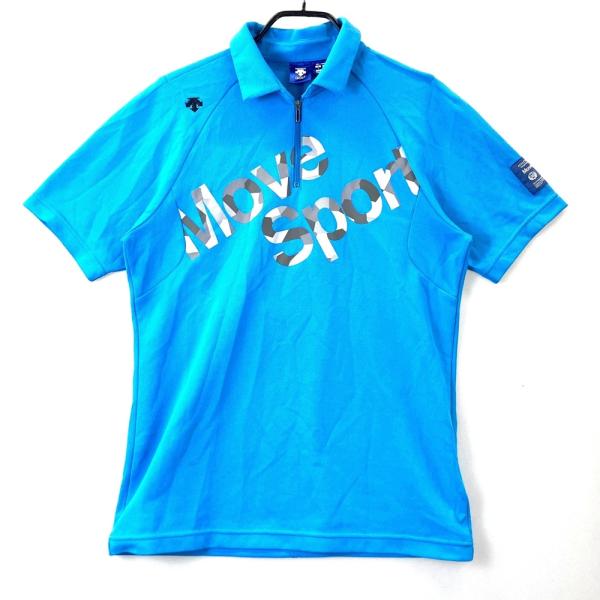 DESCENTE GOLF デサントゴルフ ハーフジップ 半袖ポロシャツ ブルー系