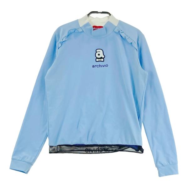 新品未使用‼️アルチビオレディースモックネック ARCHIVIO アルチビオ フリル モックネック長袖Tシャツ ブルー系 38