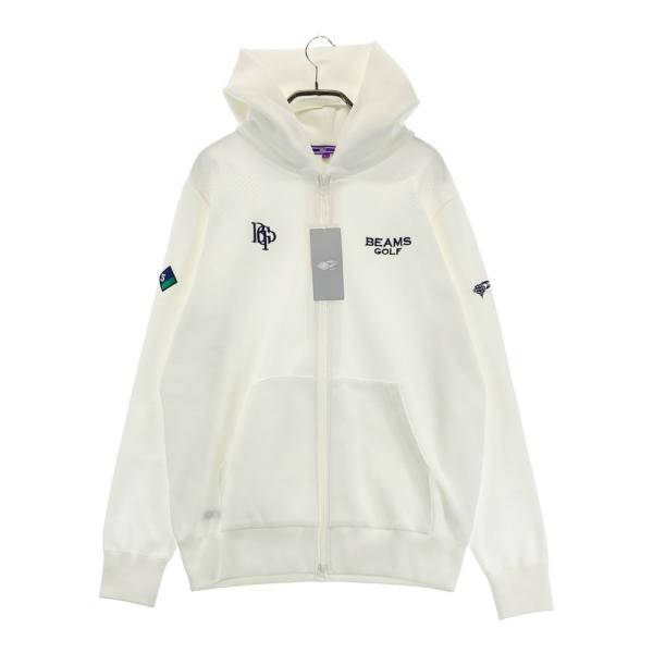 ビームスゴルフ　ニットパーカーLサイズ中古品 超美品】ビームスゴルフ ジップパーカー ダークグレー ニット切替 前身
