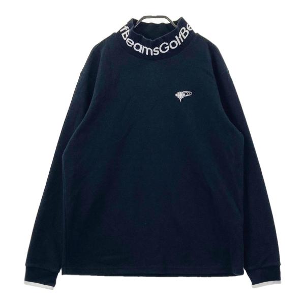 サイズ：L BEAMS GOLF ビームスゴルフ  ハイネック 長袖Tシャツ 斜めストライプ柄 ブラック系 [240101590218] ゴルフウェア メンズ ストスト BEAMS GOLF（ビームス ゴルフ） ハイネック 長袖Tシャツ 斜め