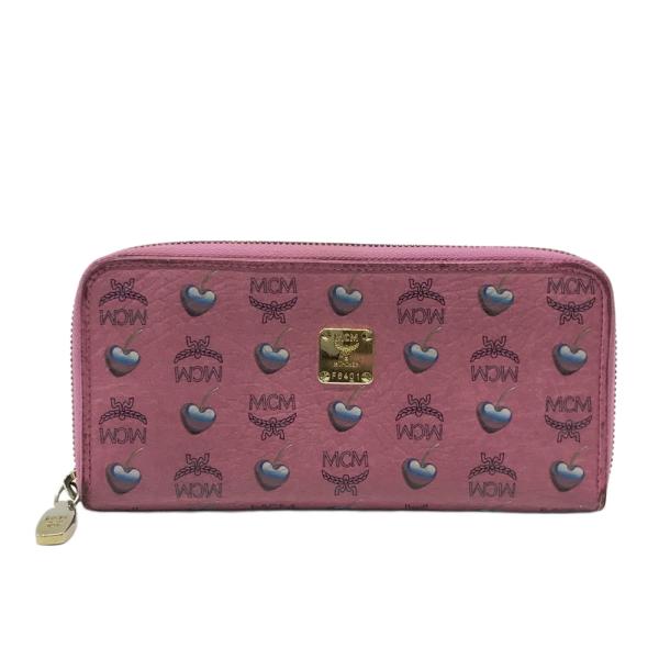 MCM エムシーエム 財布 ラウンドファスナー ハート ピンク系