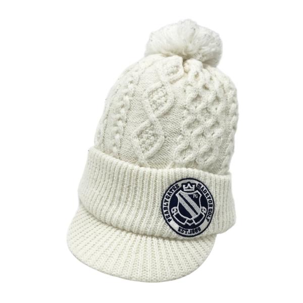 PEARLY GATES パーリーゲイツ ニットキャップ ボンボン付 ホワイト系