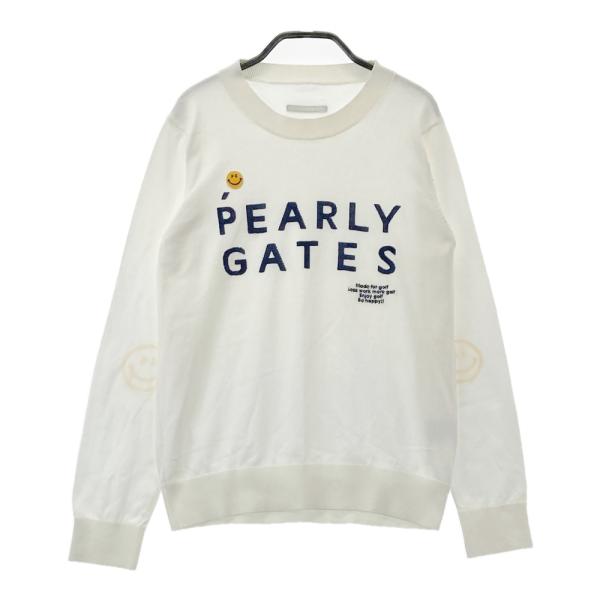 PEARLY GATES パーリーゲイツ 長袖ニットセーター ニコちゃん ホワイト