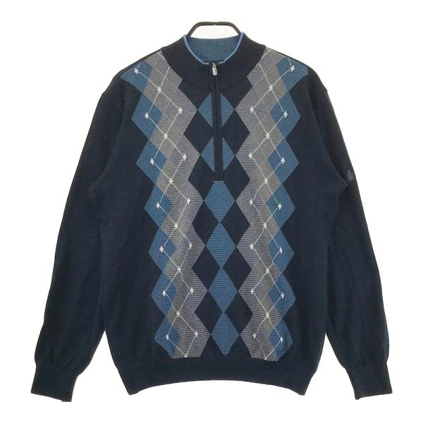 MUNSING WEAR マンシングウェア ハーフジップ 長袖ニットセーター 総柄