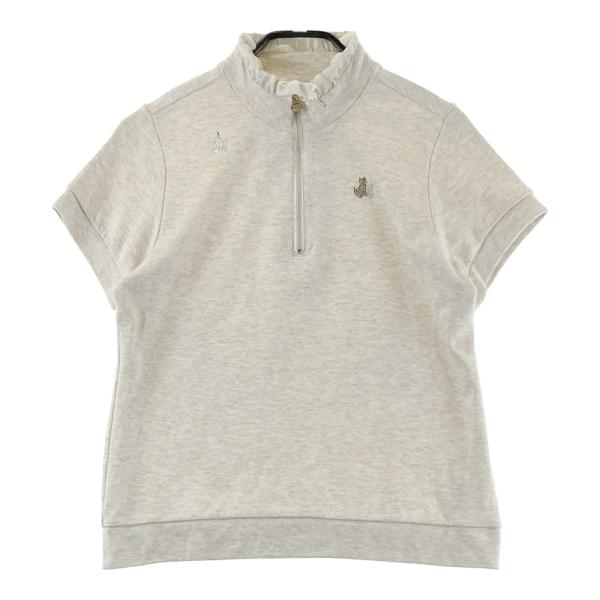 新品　ブラック＆ホワイト　半袖ゴルフシャツ　1 (M相当)レディースゴルフウェア BLACK&WHITE ブラックアンドホワイト ハーフジッップ 半袖Tシャツ