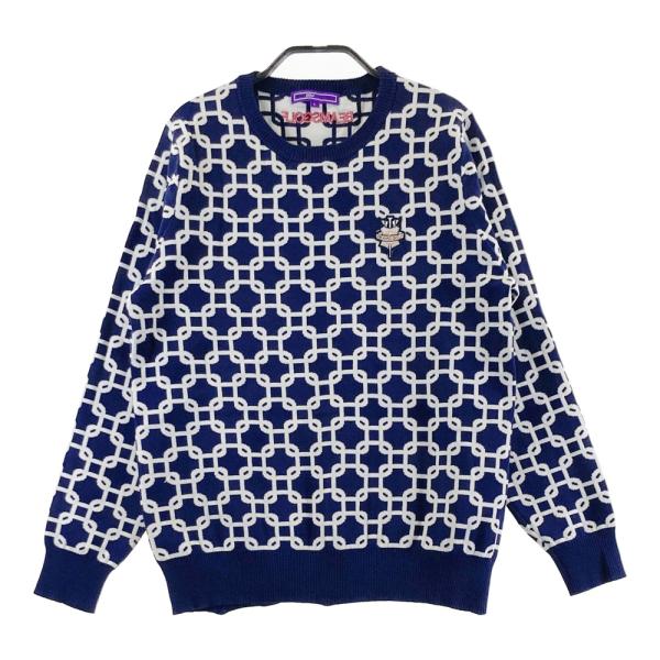 BEAMS GOLF ビームスゴルフ ニットセーター 総柄 ネイビー系 L ゴルフ