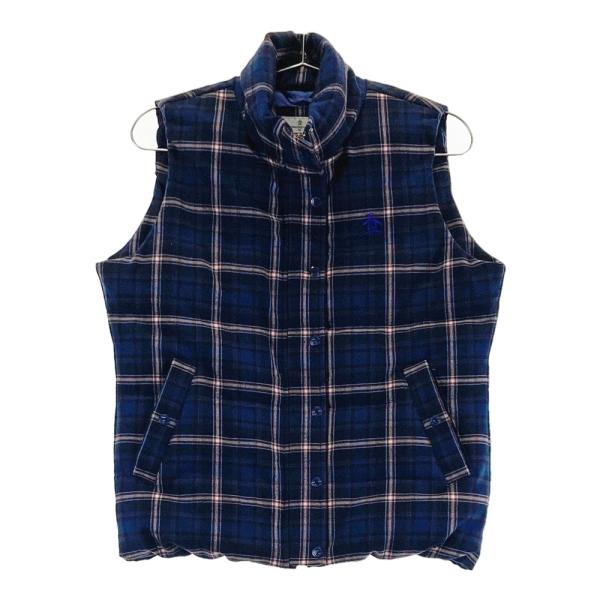 【新品タグ付き】MUNSINGWEAR ベスト 90年代 ネイビー M MUNSING WEAR マンシングウェア ダウンベスト チェック柄 ネイビー系 M