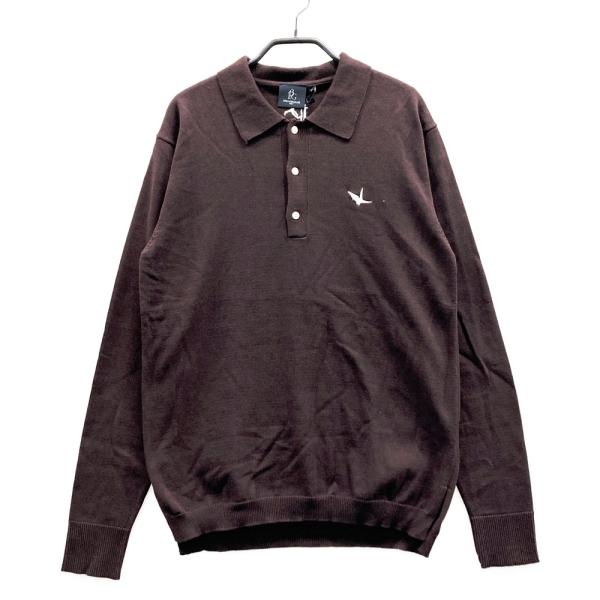 33000円　1PIU1UGUALE3 GOLF 長袖ポロシャツ　 AKM 1PIU1UGUALE3 GOLF GRK034 長袖ポロシャツ ブラウン系 4 ゴルフウェア