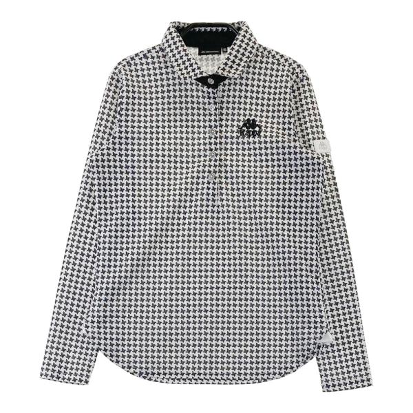 KAPPA GOLF カッパゴルフ  長袖ポロシャツ 千鳥柄 ブラック系 S ゴルフウェア レディース