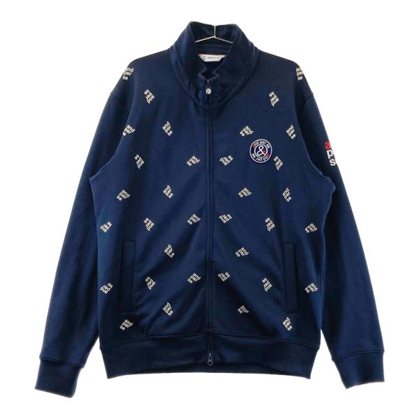 AND PER SE アンパスィ ジップジャケット ワッペン ロゴ柄 ネイビー系