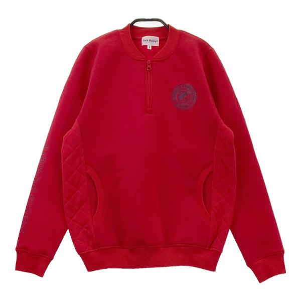 ジャックバニー　スウェット　トレーナー　刺繍ロゴ　バーズアイ　ゴルフ　赤　XL JACK BUNNY ジャックバニー 蓄熱切替 ハーフジップ 長袖トレーナー