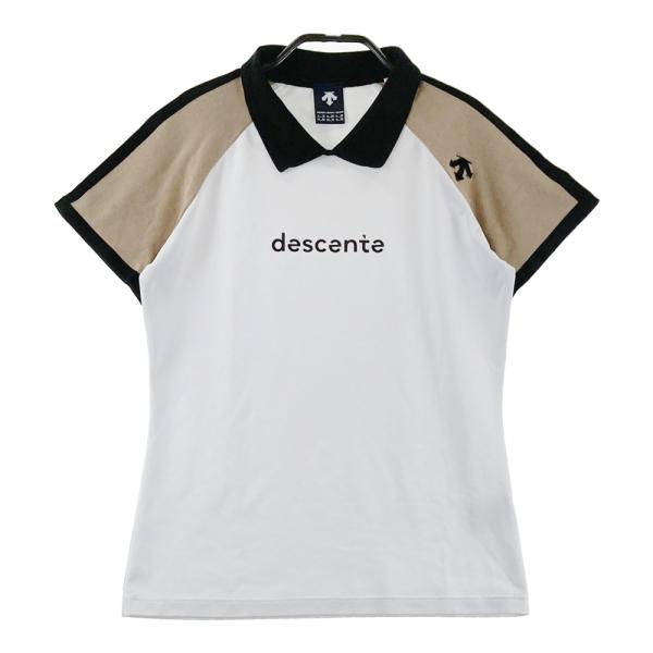 DESCENTE デサントゴルフ ポロシャツ ホワイト/グレー の バイカラー DESCENTE GOLF デサントゴルフ 2024年モデル 異素材切替 襟付き 半袖T