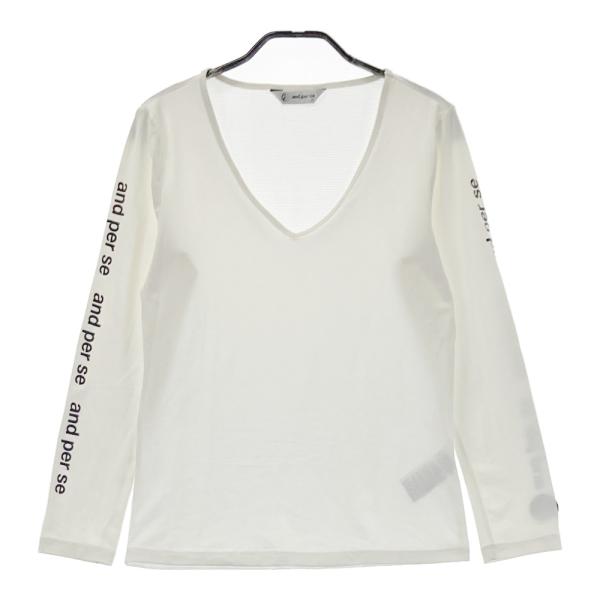 and per seレディースカットソー　新品タグ付き AND PER SE アンパスィ 長袖Tシャツ ホワイト系 M ゴルフウェア