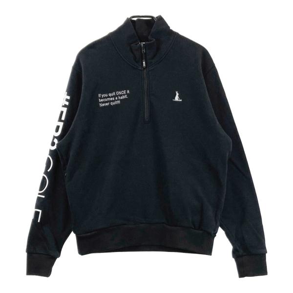 サイズ：S FR2 GOLF エフアールツーゴルフ  ハーフジップ スウェット トレーナー  ブラック系 [240101428936] ゴルフウェア メンズ ストスト FR2 GOLF エフアールツーゴルフ ハーフジップ スウェットトレーナー