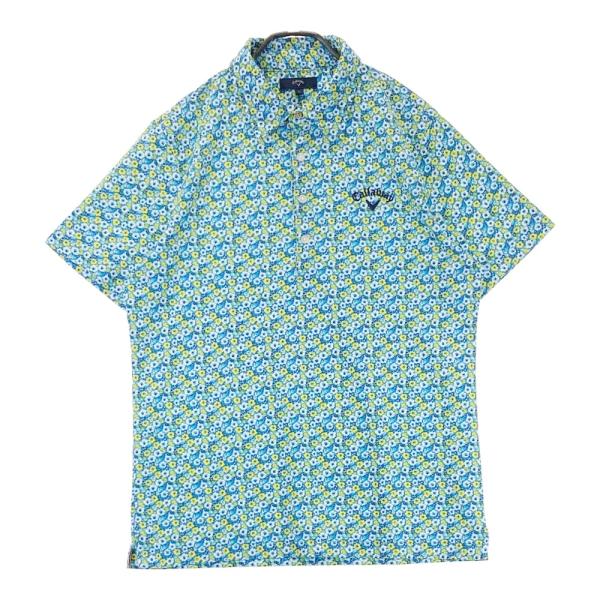 極美品 Callaway キャロウェイ 半袖 ポロシャツ S 花柄 ゴルフウェア CALLAWAY キャロウェイ ロゴ刺繍入り 半袖ポロシャツ 小花柄 ブルー系