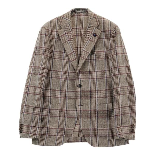 美品☆パオローニ　ジャケット　ベージュチェックカラー　ラルディーニ　タリアトーレ 美品】LARDINI ラルディーニ ジャケット グレンチェック ベージュ系 48