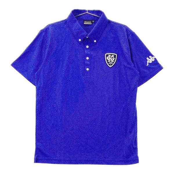 KAPPA GOLF カッパゴルフ  半袖ポロシャツ ボタンダウン 総柄 ブルー系 L ゴルフウェア メンズ