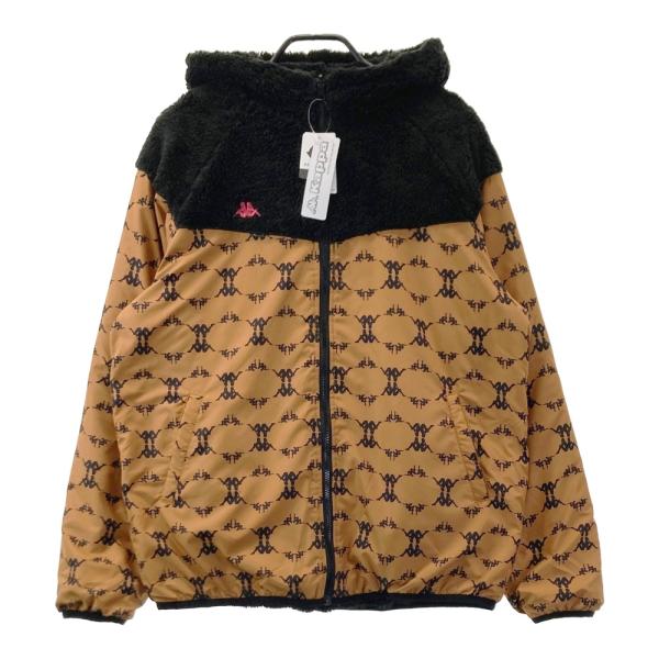 【新品】KAPPA GOLF カッパゴルフ  リバーシブル ボア ジップジャケット モノグラム柄 ブラック系 LL ゴルフウェア メンズ